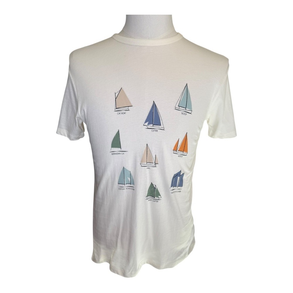 Crewcuts Boys' XL 12-14 Cream Sailboat Graphic Tee Shirt Top‎ NWT